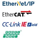 EtherNet/IP®, EtherCAT®, CC-Link IE Field, PROFINET