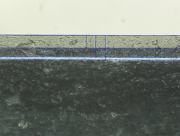 Measurement of a bumper coating cross-section