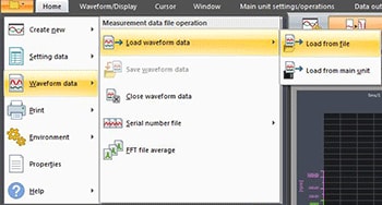 Select [File] − [Read waveform data] to open a waveform data file.