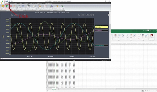 Direct input of measured values into Excel simultaneously with waveform measurement!