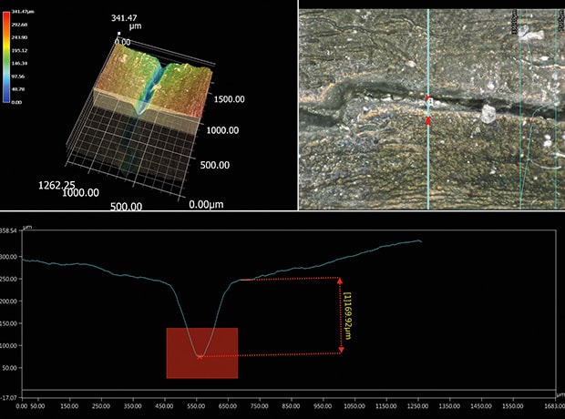 Profile measurement of cracking