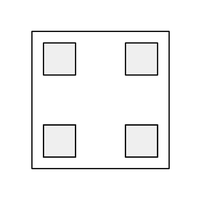 Four blocks seen from directly above, as equal squares