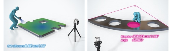 CAD difference: 0.489 mm 0.02". Diameter: 378.003 mm 14.88", Angle: 60.025°