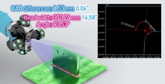 CAD differences: 1.55 mm 0.06” Bead width: 370.24 mm 14.58” Angle: 90.53°