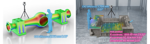 CAD difference: 3.756 mm 0.15". CAD difference: 1.754 mm 0.07", Hole position X coordinate: 1859.69 mm 73.22", Y coordinate: 92.324 mm 3.63", Z coordinate: 85.48 mm 3.37"