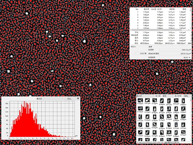 Automatic area measurement image Automatic area measurement allows for quantification of coating particle variations.