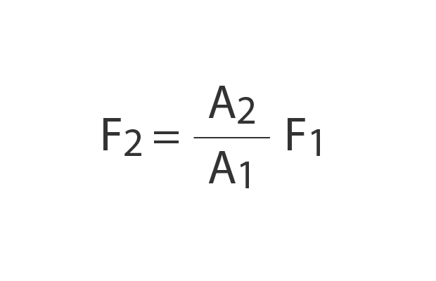 F_2=\frac{A_2}{A_1}{F_1}