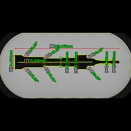 Every diameter and length along the lathe-turned shaft is measured and labeled in a single shot.