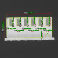 Every slot width and spacing on the injection-molded part is measured and labeled in a single shot.
