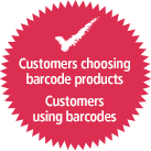 Customers choosing barcode products Customers using barcodes
