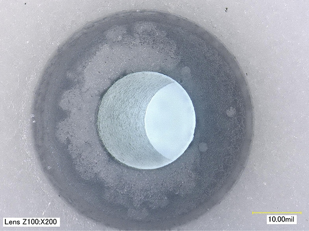 Appearance inspection of pacemaker component surface and side wall of hole (200x)