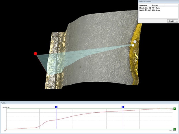 Appearance inspection of pacemaker component surface and side wall of hole (500x)