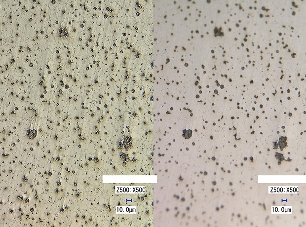 Metal structure tilt angle (500x)  Left: 4K HDR/right: normal