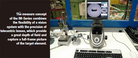 The measure concept of the IM-Series combines the flexibility of a vision system with the precision of telecentric lenses, which provide a great depth of field and capture a full-frame picture of the target element.
