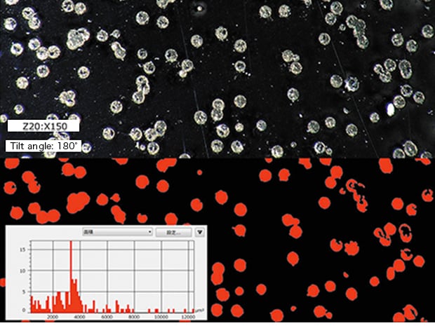 Measurement of the amount of corrosion on the plating (150x)