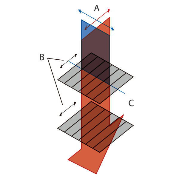 The light that travels in the same direction as the crystal transmits through the filter.