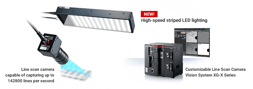 [NEW!/ high-speed striped LED lighting][Line scan camera capable of capturing up to 142800 lines per second][Customizable Line Scan Camera Vision System XG-X Series]