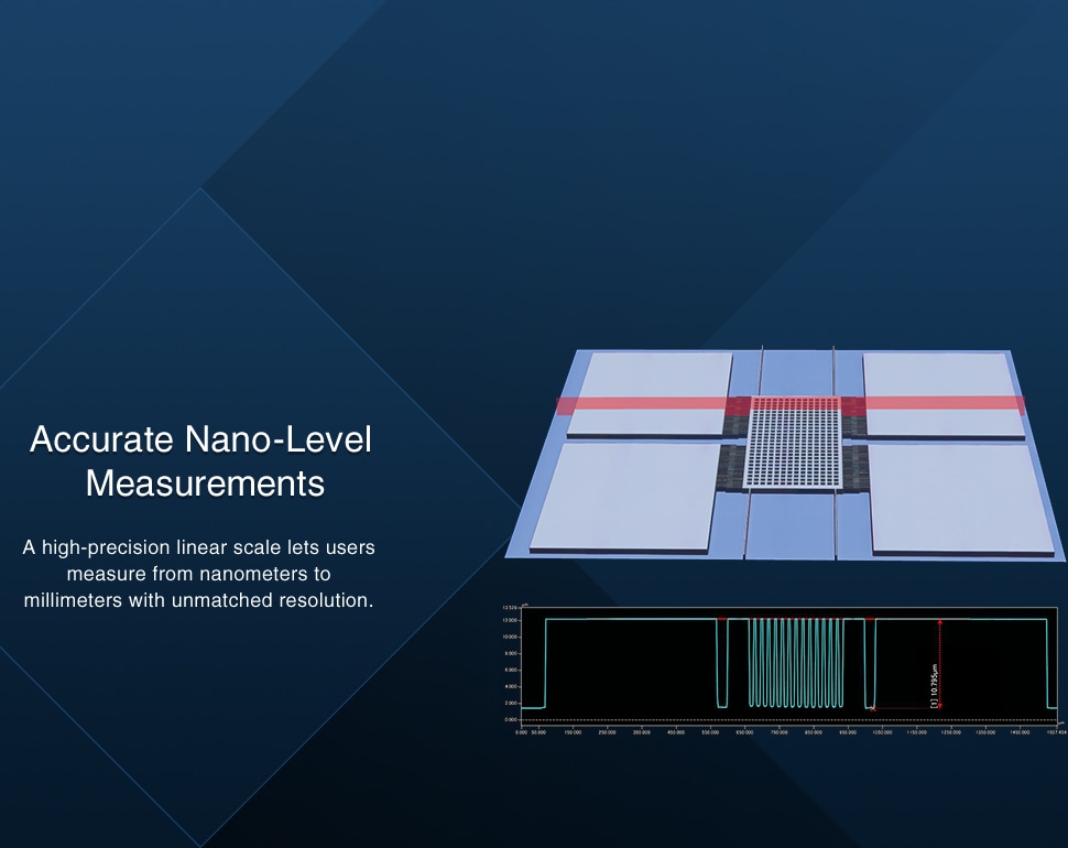 [Accurate Nano-Level Measurements] A high-precision linear scale lets users measure from nanometers to millimeters with unmatched resolution.