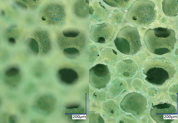 High-magnification observation  Left: normal/right: depth composition (200x)