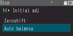 From [Initial Adjustment], select [Auto Balance] to enable auto balance and press the MENU key to execute it.