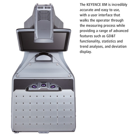 The KEYENCE XM is incredibly accurate and easy to use, with a user interface that walks the operator through the measuring process while providing a range of advanced features such as GD&T functionality, statistics and trend analyses, and deviation display.