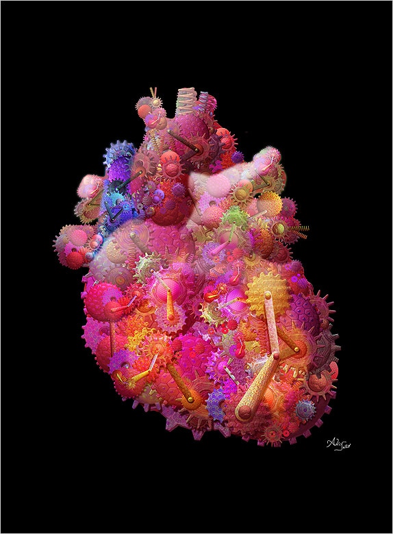 Image: An image of the heart composed of artificial cells,...