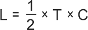 L = \frac{1}{2} \times T \times C