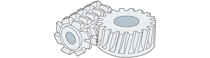 Schematic illustration of gear cutting using a hob