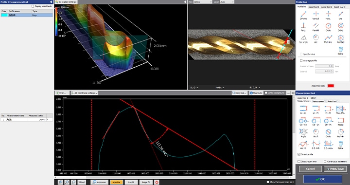 Measurement of end mill rake angle with the VR Series