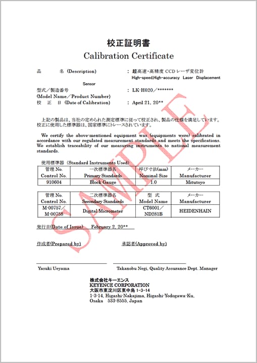 Calibration Measurement Library KEYENCE America