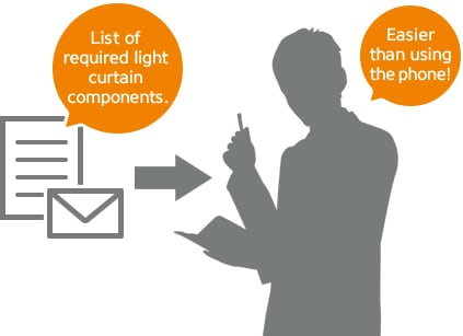 List of required light curtain components. / Easier than using the phone!