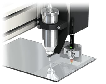 Dispenser nozzle height measurement and control