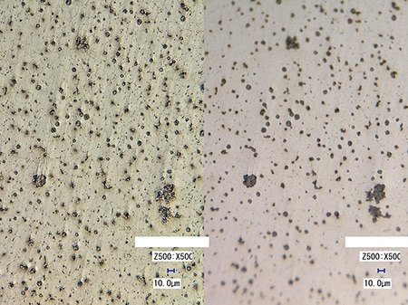 Metal structure tilt angle (500x) Left: 4K HDR/right: normal