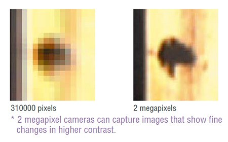 310000 pixels / 2 megapixels [2 megapixel cameras can capture images that show fine changes in higher contrast.]