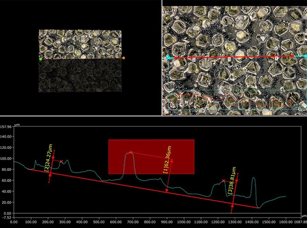 Profile measurement of diamond grains