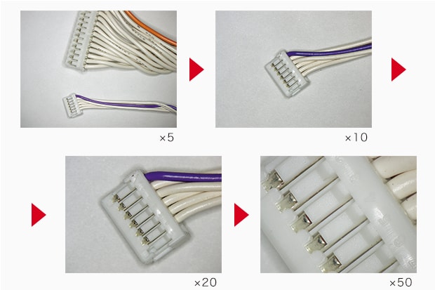 Magnified images of crimped connectors using the VHX Series 4K Digital Microscope