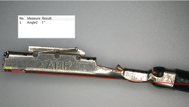 Angle measurement of a warped wiring harness using the VHX Series 4K Digital Microscope