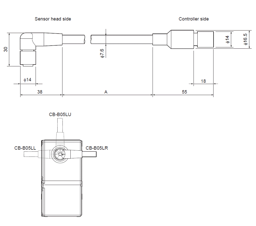 CB-B05LU/B05LR/B05LL Dimension