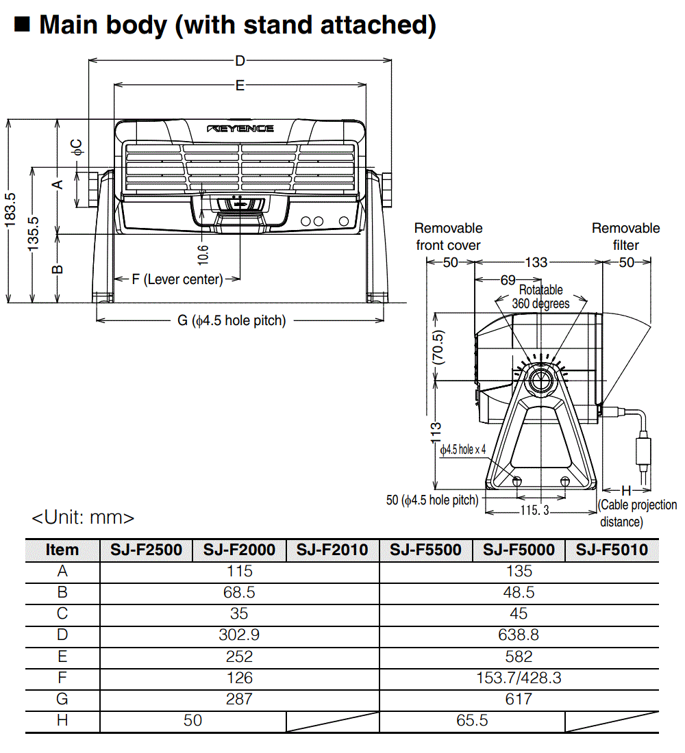 SJ-F2000 Dimension