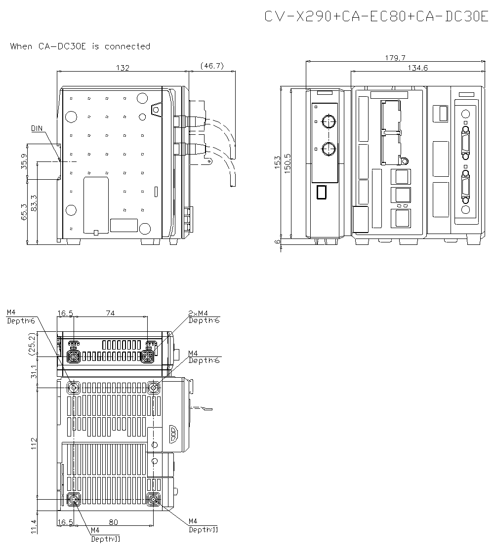 CV-X290/CA-EC80/CA-DC30E Dimension