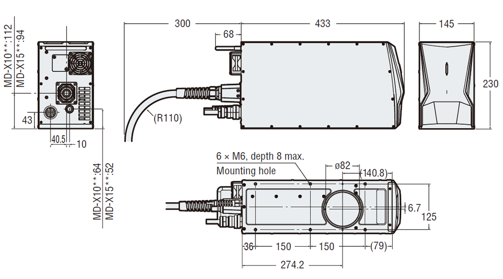 MD-X1000 head Dimension