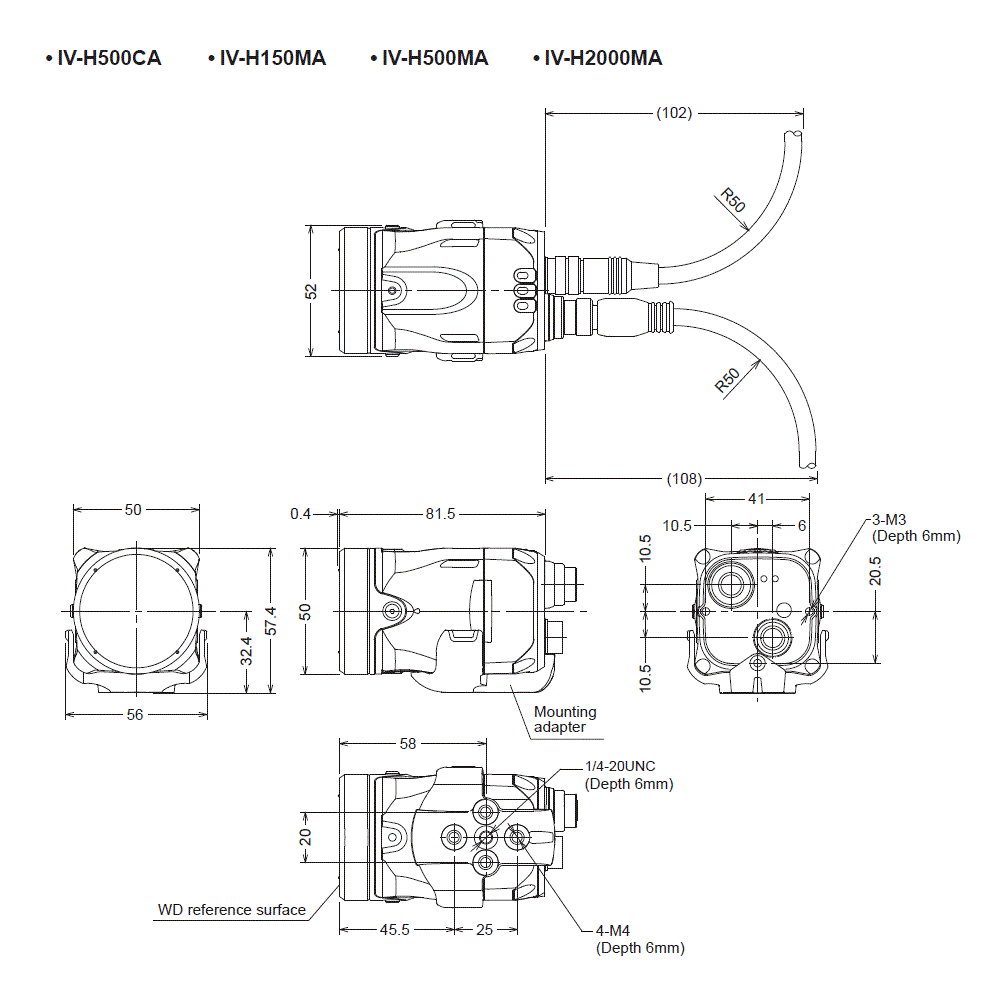 IV-H500CA/H150MA/H500MA Dimension