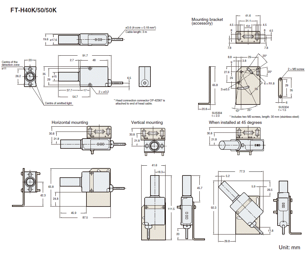 FT-H40K/H50/H50K Dimension