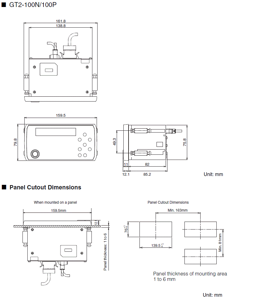 GT2-100N/100P Dimension