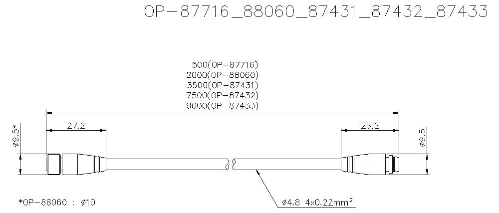 OP87431-3/CABLE/DIMENSION/01 Dimension