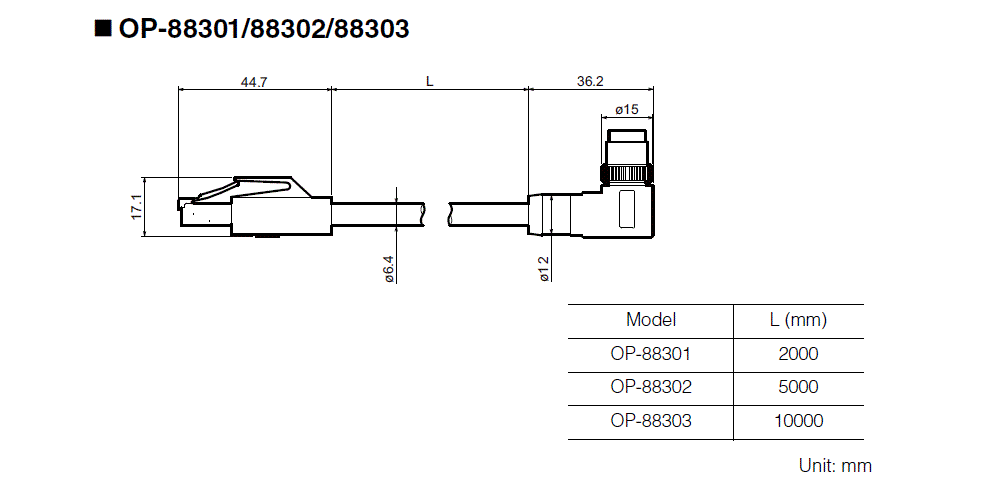 OP-88301/88302/88303 Dimension