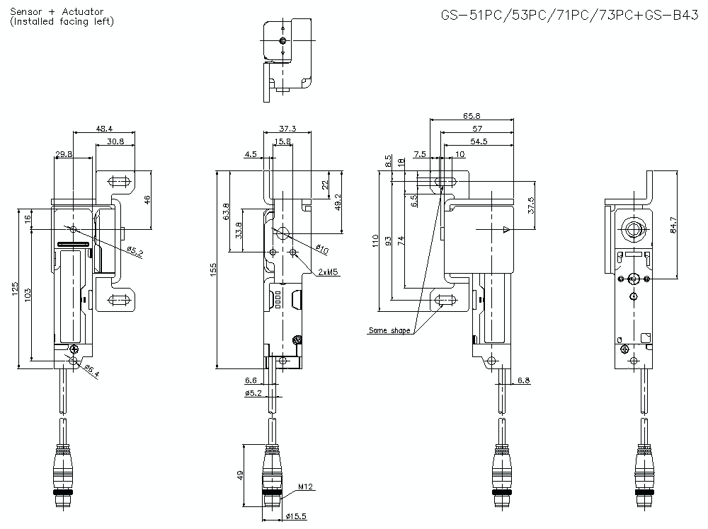 GS-51/53/71/73PC/B43 Dimension
