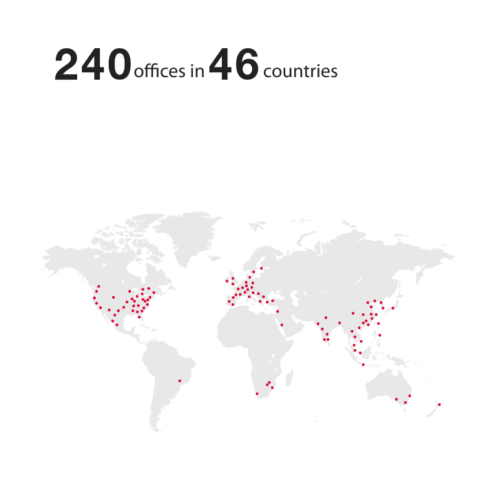 240 offices in 46 countries